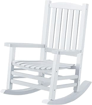 Hupmad Wooden Rocking Chair Rocker Outdoor Oversized Porch Rocker Chair,Patio Wooden Rocker with High Back and Armrest,All Weather Rocker Slatted for Backyard,Garden,400 lbs Support,White on Amazon.ae - Price Tracker