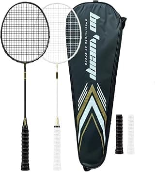 BEAPHIE Badminton Rackets Set of 2, for Backyard 4U 85g full carbon fiber Offensive Badminton Rackets 22-24LBS Ultralight Racquet Sports Adult, Children Couple rackets, black and white on Amazon.ae - Price Tracker