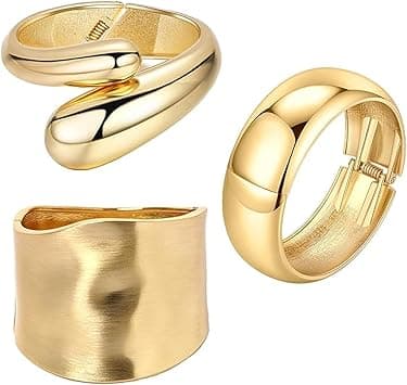 Excefore 3PCS Gold Cuff Bracelets for Women Wide Gold Bangle Bracelet Trendy Chunky Cuff Bangle Bracelets Irregular Statement Wrist Cuff Wrap Bracelet Jewelry on Amazon.ae - Price Tracker