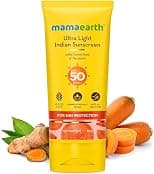 Mamaearth Ultra Light Indian Sunscreen with Carrot Seed & Turmeric SPF 50 PA ++++ | Tan Protection, No White Cast, Non-Greasy, Quick Absorbing & Lightweight Sunscreen | Broad Spectrum UVA UVB, 80g - Best Deal Finder