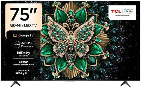 TCL 75 Inch C61K Premium QD-MiniLED 4K Smart Google TV (2026 Model) - TCL 75C61K 4K Television with AiPQ Pro Processor, HVA Panel, ONKYO 2.1 Hi-Fi System, Pro Gaming Experience, 144Hz Refresh Rate على Amazon.ae - متتبع الأسعار