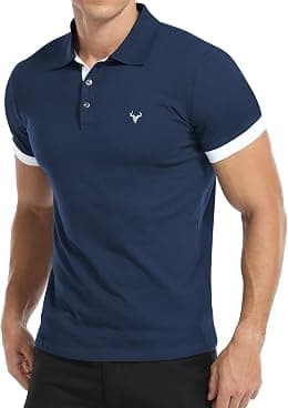 YTD Men's Short Sleeve Polo Shirts Casual Slim Fit Basic Designed Cotton Shirts, A0-grey Blue, XXL - Best Deal Finder