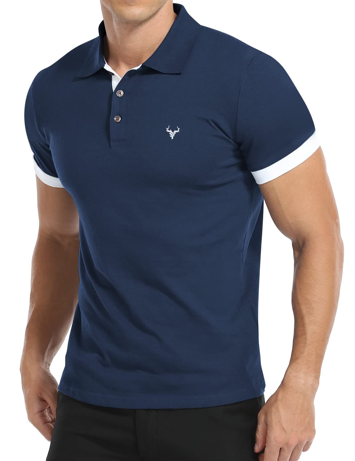 YTD Men's Short Sleeve Polo Shirts Casual Slim Fit Basic Designed Cotton Shirts, A0-grey Blue, XXL on Amazon.ae - Price Tracker