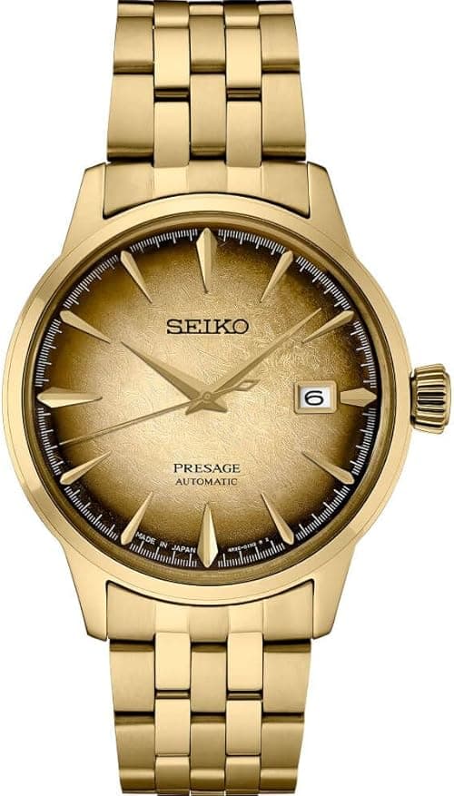 SEIKO SRPK48 Men's Analog Automatic Watch - Gold Dial Gold-Tone Stainless Steel Band - Sapphire Crystal 100 Meters Water Resistant Depth Watch on Amazon.ae - Price Tracker