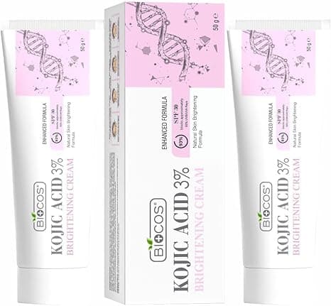 BIOCOS Kojic Acid Cream for Dark Spots & Hyperpigmentation – Skin Brightening & Acne Scar Removal with Glycolic Acid, Aloe Vera & Vitamin B5 – Face Cream for Even Tone – Pack of 2 – 50gm on Amazon.ae - Price Tracker