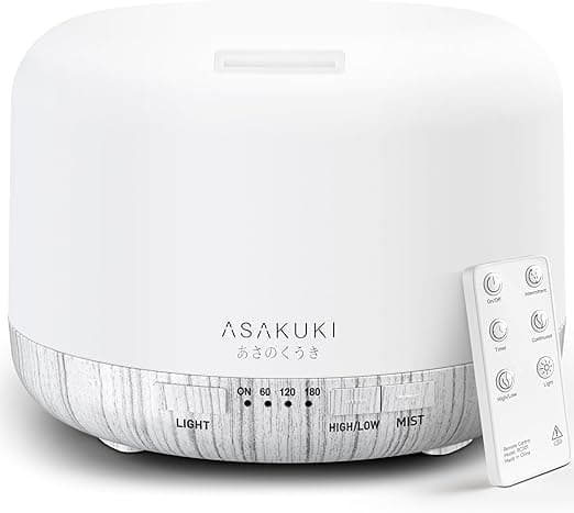 ASAKUKI 500ml Premium, Essential Oil Diffuser with Remote Control, 5 in 1 Ultrasonic Aromatherapy Fragrant Oil Humidifier Vaporizer, Timer and Auto-Off Safety Switch White on Amazon.ae - Price Tracker