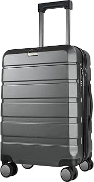 KROSER Hardside Expandable Carry On Luggage with Spinner Wheels, Durable Suitcase Rolling Luggage with USB Port, Carry-On 20-Inch Steel Grey - Best Deal Finder