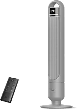 DREO Tower Fan for Bedroom, 90° Oscillating Fan, Standing Fan with 3 Modes, 4 Speeds, 8H Timer Cooling Fans for Home, Living Room, Office, Grey على Amazon.ae - متتبع الأسعار