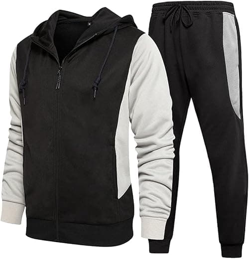 MANTORS Men's Hooded Athletic Tracksuit Casual 2 Pieces Suits Color Block Hoodies and Sweatpants Set on Amazon.ae - Price Tracker