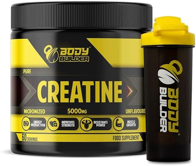 Creatine Monohydrate Powder by Body Builder - 5000mg - 100% Micronized Creatine - for Enhancing Energy, Strength & Muscle Growth for Men & Women - Vegan (60 Serv, Unflavored) (Shaker Free) on Amazon.ae - Price Tracker