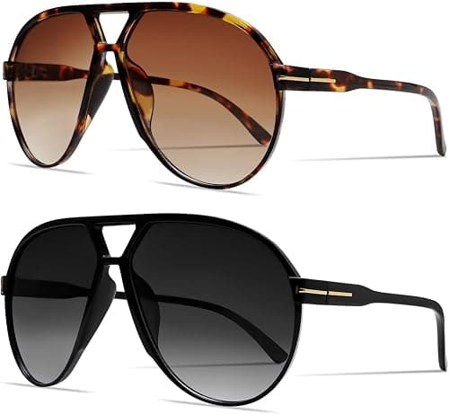 GUVIVI Retro Aviator Sunglasses for Women Men Oversized Classic 70s Vintage Trendy Tangle Free Square Aviators Sun Glasses على Amazon.ae - متتبع الأسعار