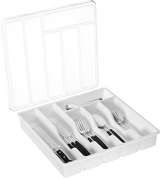 Lifewit Silverware Organizer with Lid, Covered Utensil Tray, 12.6x11.8 on Amazon.ae - Price Tracker