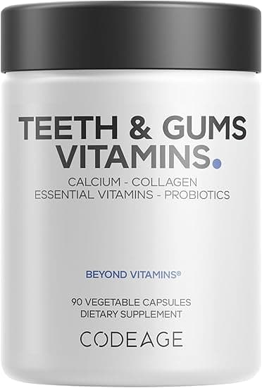 Codeage Teeth & Gums Vitamins + Oral Probiotics Supplement for Mouth - Whole Food Calcium, Collagen, Potassium, Vitamin C, D3, K2, Zinc – Oral Care & Dental Multivitamin Supplements - 90 Capsules on Amazon.ae - Price Tracker
