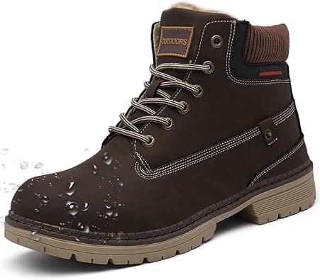 Snow Boots Womens Mens Winter Flat Ankle Boots Warm Fur Lined Fashion Combat Leather Shoes Casual Work Walking Hiking Lace Up Outdoor Trainer Urban on Amazon.ae - Price Tracker