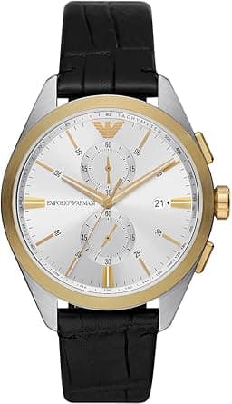 Emporio Armani Watch for Men, Chronograph Movement, Stainless Steel Watch, 43 mm case Size, Silver, Strap on Amazon.ae - Price Tracker