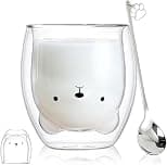 Cute Mugs Glass Double Wall Insulated Glass Espresso Cup, Coffee Cup, Tea Cup, Milk Cup, Best gift for Office and Personal Birthday (Bear) - Best Deal Finder