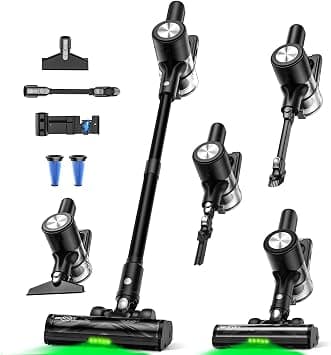 Cordless Vacuum Cleaner, 46KPa/500W Stick Vacuum with 55 Mins Runtime, Self-Standing Vacuum Cleaner for Home, LED Display, Anti-Tangle Brush, Rechargeable Vacuum for Pet Hair, Carpet & Hard Floors on Amazon.ae - Price Tracker