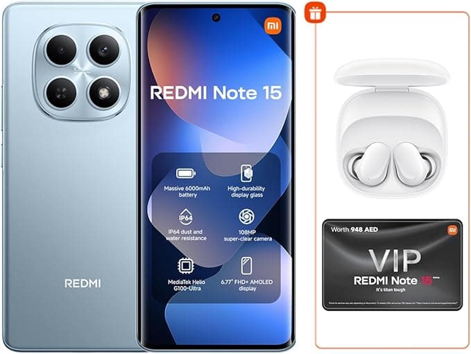REDMI Note 15 Glacier Blue 8G RAM 256G ROM + Bud 6 Play - Global Version on Amazon.ae - Price Tracker