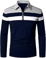 YTD Men's Long Sleeve Polo Shirts Quarter-Zip Casual Slim Fit Lapel Neck Basic Designed Cotton Shirts - Best Deal Finder