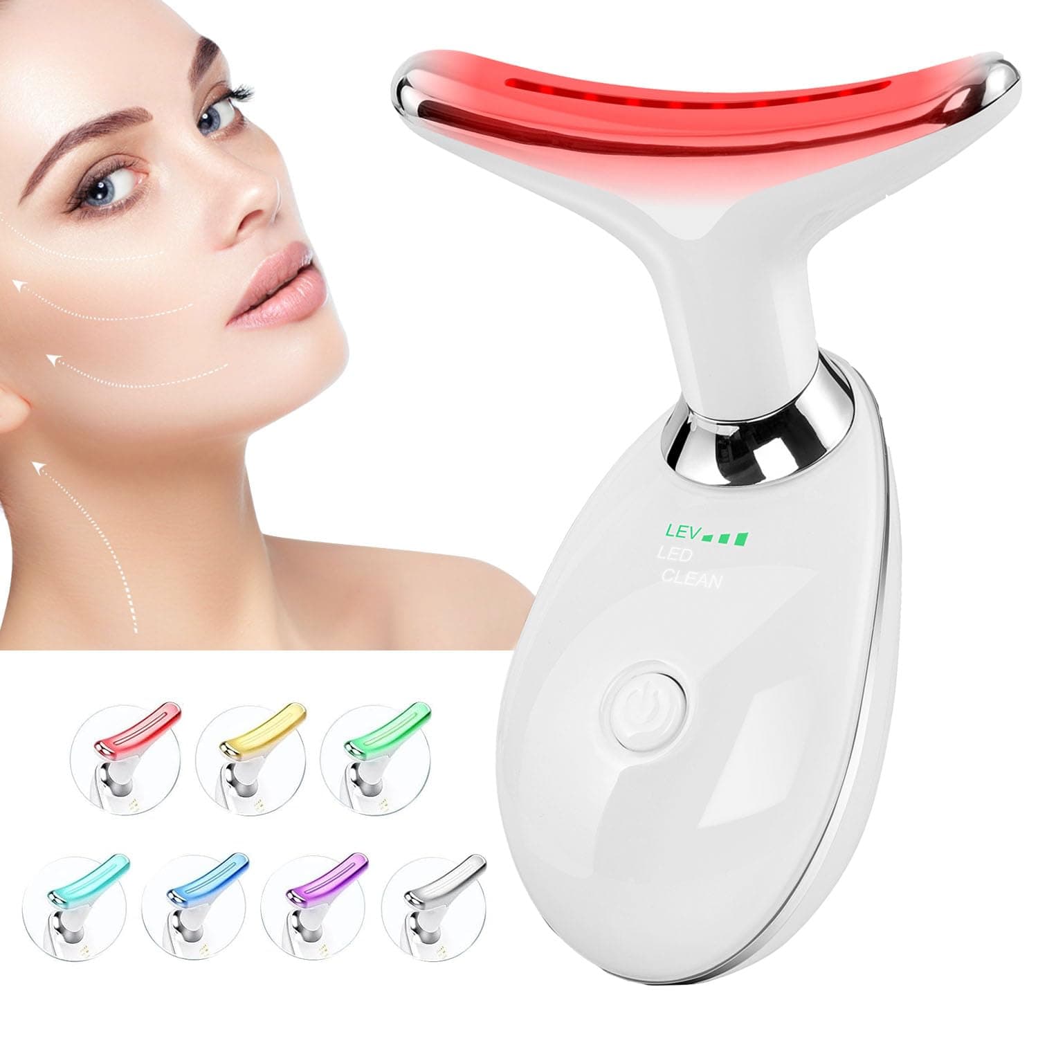 Lilatyu Red-Light-Therapy Face and Neck Sculpting Wand with 7 Color, Anti-Wrinkles Facial Massager for Face and Neck Tool for Skin Care (White) on Amazon.ae - Price Tracker