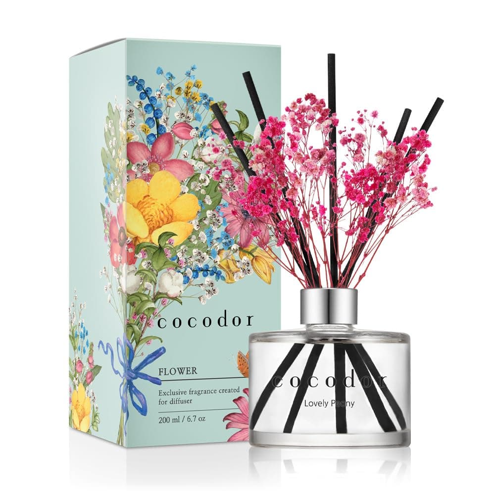 Cocodor Preserved Real Flower Reed Diffuser / Lovely Peony / 6.7oz(200ml) / 1 Pack / Reed Diffuser Set, Oil Diffuser & Reed Diffuser Sticks, Home Decor & Office on Amazon.ae - Price Tracker