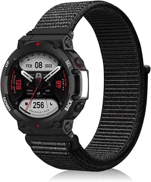 ZoRoll Strap Compatible with Amazfit T-Rex 2, Nylon Adjustable Velcro Replacement Strap Sport Loop Soft Compatible with Amazfit T-Rex 2 - Black على Amazon.ae - متتبع الأسعار
