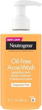 Neutrogena Oil-Free Acne Face Wash, Fragrance Free, Sensitive Skin Facial Cleanser with 2% Salicylic Acid Acne Treatment for Face, 9.1 Fl Oz - Best Deal Finder