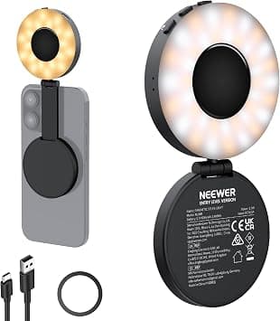 NEEWER ENTRY LEVEL VERSION Magnetic Selfie Light Compatible with MagSafe iPhone, 4 Mode CRI95+ 914lx 1.5W Plastic Folding Small LED Phone Fill Ring Lighting for Recording Makeup Video Conference,NL40R - Amazon.ae Price Tracker