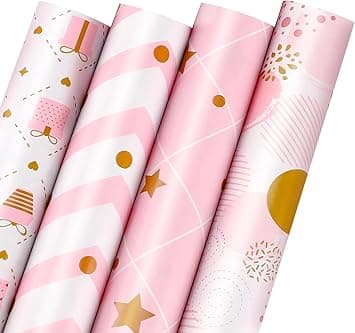 Premify 4 Gift Wrapping Paper Roll Set Pack,Gift Kraft Wrap Paper Birthday Party Graduation Eid Boys Girls kids baby Men Women 43 cm X 300cm Per Sheet on Amazon.ae - Price Tracker