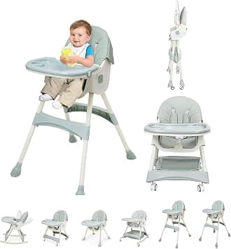 6-in-1 Baby High Chair with Removable Tray and Adjustable Back and Height, Convertible and Foldable, Foldable Baby Dining Chair for 0-6Y Babies and Feeding, High Chair Baby Feeding على Amazon.ae - متتبع الأسعار