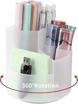 Desk Pencil Pen Holder, 3 Slots 360-Degree Spinning Pencil Pen Desk Organizers, Desktop Storage Pen Organizers Stationery Supplies, Cute Pencil Cup Pot for Office, School, Art Supply, Kids - Clear على Amazon.ae - متتبع الأسعار