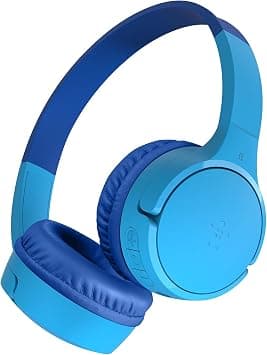 Belkin SoundForm Mini Kids Wireless Headphones with Microphone - Blue | Kids Headphones, 85dB Volume Cap, 30H Battery, Intuitive Controls, Stickers and 3.5mm Aux Cable Included, USB-C Fast Charging on Amazon.ae - Price Tracker