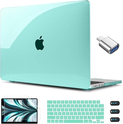CISSOOK Compatible with MacBook Air 13.6 inch Case 2022 2024 2025 2026 Release A2681 A3113 A3240 A3449, Plastic Hard Shell Case with USB Adapter for MacBook Air 13 inch M2 M3 M4 M5 Chip, Clear Green على Amazon.ae - متتبع الأسعار