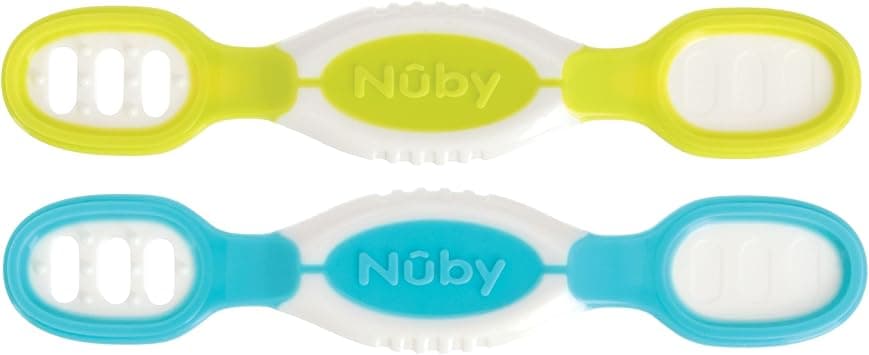 Nuby Dip & Scoop Spoons - (2-Pack) Baby Led Weaning Spoons for Babies - 6+ Months - Aqua and Yellow on Amazon.ae - Price Tracker
