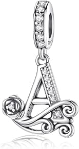 HappyStar 925 Sterling Silver Letter Charms for Bracelets Rose Alphabet Initial Dangle Pendants Fit for Pandora Charms Bracelet Charms Beads Jewelry Gifts for Women - Best Deal Finder