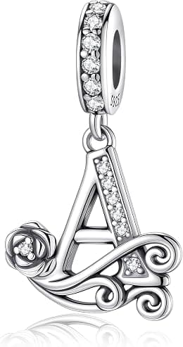 HappyStar 925 Sterling Silver Letter Charms for Bracelets Rose Alphabet Initial Dangle Pendants Fit for Pandora Charms Bracelet Charms Beads Jewelry Gifts for Women - Best Deal Finder