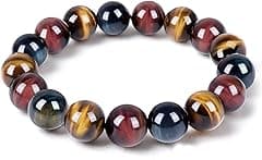Tiger Eye Bracelet,Relax Anxiety Crystal Beaded Triple Protection Jewelry Bead Stone Chakra Gemstones Bracelets for women men - Amazon.ae Price Tracker