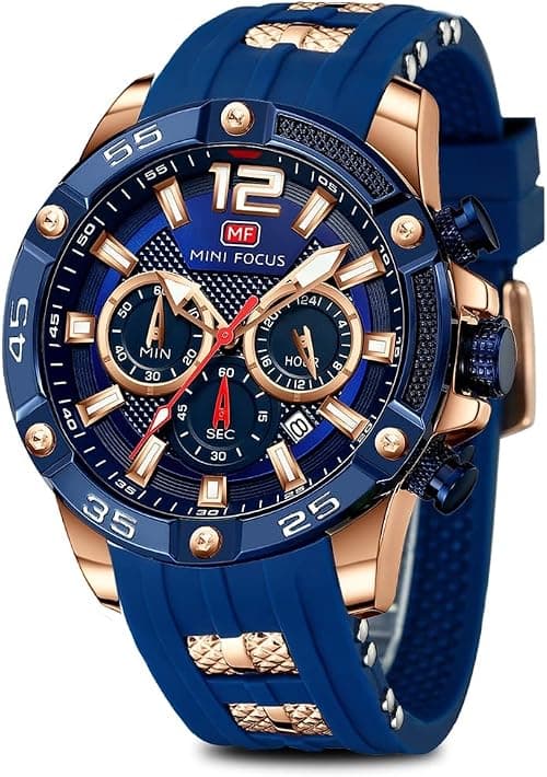 Mens Sport Watches Military Waterproof Multifunction Chronograph Watch Luminous Silicon Strap Casual Watches for Men Fashion Business Wrist Watch Clock on Amazon.ae - Price Tracker