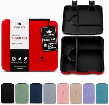Kids Bento Lunch box, 5 Compartments Leak-Proof Food Organizer for Boys & Girls, BPA-Free School Meal Carrier with Spoon & Fork (Red Black) on Amazon.ae - Price Tracker