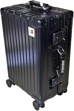 SWISSCASE Hardshell Waterproof Luggage, 24 Inches, Double Spinner Wheels, TSA Lock, Aluminium Frame, Lightweight, E039 Black on Amazon.ae - Price Tracker