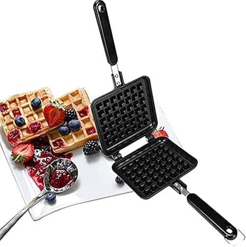 Waffle Maker Machine With Comfortable Handle For Kitchen Gas Stove Non Stick Waffle Maker Pan Press Plate Cooking Baking Tool with Long Handle, Low Power Consumption (Black)_5 on Amazon.ae - Price Tracker