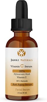 Jadole Naturals Vitamin C Serum for Face-30 ml | 20% Hyaluronic Acid & Vitamin E | Anti-Aging Serum for Fine line smoothing, Deep Hydration, Skin Brightening, Wrinkle Reduction, Dark Circle Treatment - Best Deal Finder