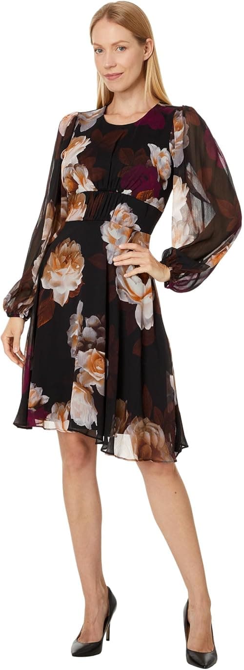 Calvin Klein womens Chiffon Floral Long Sleeve Shift Dress on Amazon.ae - Price Tracker