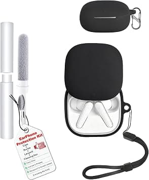 Shockproof Waterproof Silicone Case for Anker Soundcore Liberty 4 Pro, Soft Slim Cover with Lanyard, Keychain & Cleaner Kit, Black على Amazon.ae - متتبع الأسعار