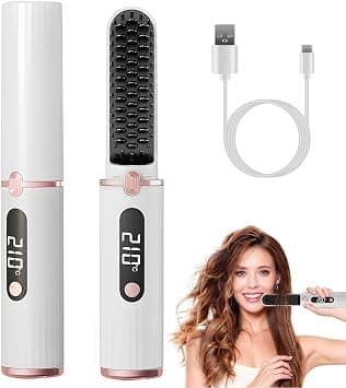 Cordless Hair Straightener Brush for Travel, Portable Hair Straightening Comb with Negative Ions, Anti-Scald & Fast Heating, LED Display & Temp Set on Amazon.ae - Price Tracker