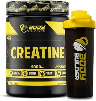 Body Builder creatine monohydrate powder - Creatine Monohydrate 5000 MG - 100% Pure and High-Potency Supplement for Improved Strength, Endurance, (Shaker free) (100 Servings, Unflavored) على Amazon.ae - متتبع الأسعار