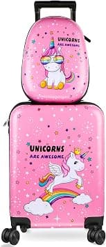 Kids Luggage and Backpack 18 Suitcase with Spinner Wheel Hard Case Travel Suitcase 13 Backpack Girl Suitcase Set for Kids Supplies (Pink, Unicorn Style), Pink, Unicorn Style - متتبع أسعار Amazon.sa