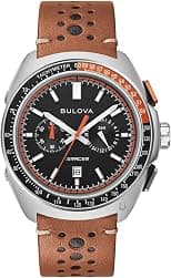Bulova Men's Chronograph Quartz Watch with Leather Strap 98B427, Brown, Modern - Best Deal Finder