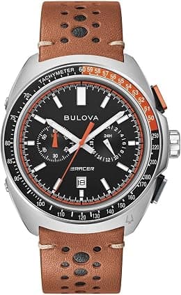 Bulova Men's Chronograph Quartz Watch with Leather Strap 98B427, Brown, Modern - Best Deal Finder