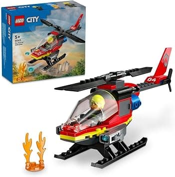 LEGO City Fire Rescue Helicopter 60411 | Helicopter Toy, Firefighter Pilot Minifigure, Building Set, Imaginative Play Gift for 5+ Year Old Boys & Girls, 85 Pieces - متتبع أسعار Amazon.sa